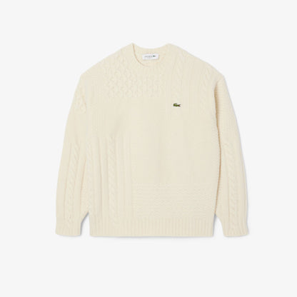 Relaxed Fit Patchwork Effect Wool Sweater