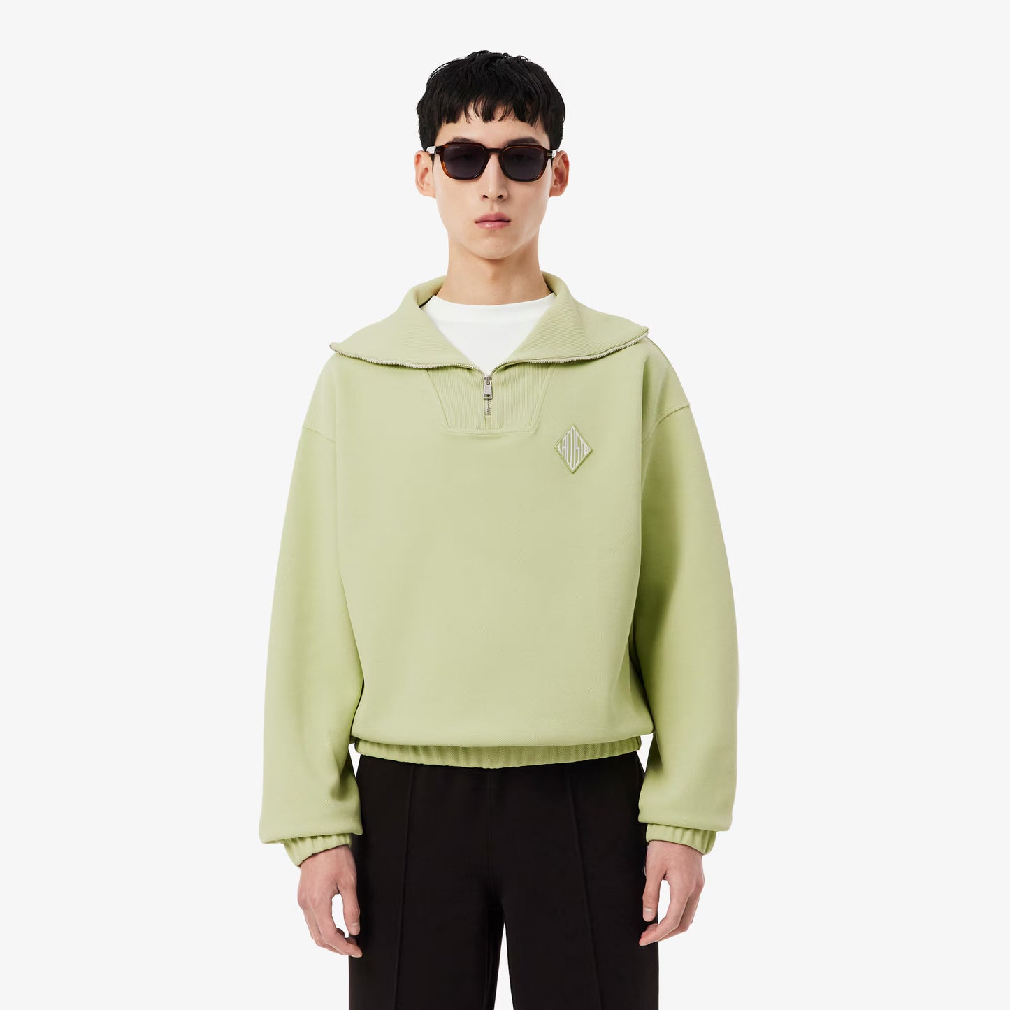 Loose Fit Zipped Neck Pique Sweatshirt