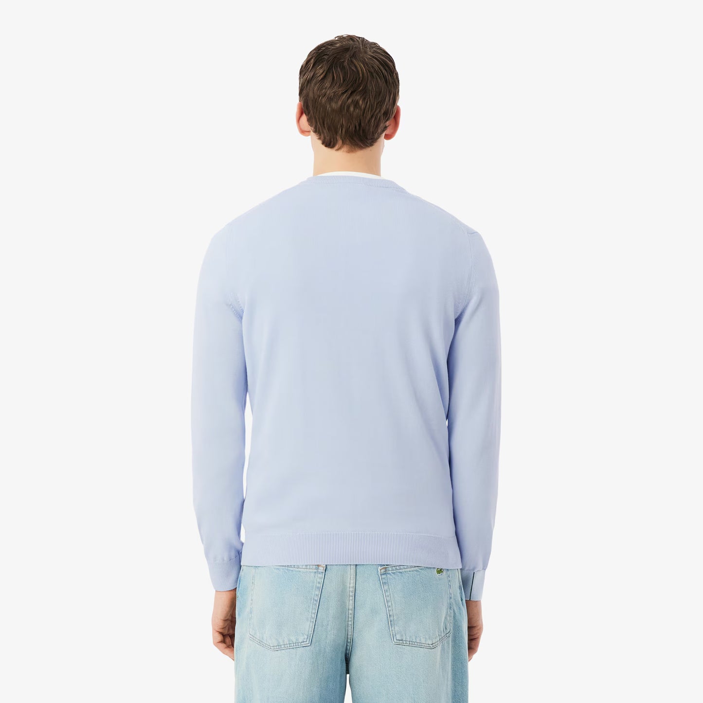 Monochromer Baumwoll-V-Ausschnitt-Pullover