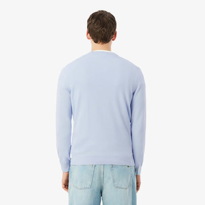 Monochromer Baumwoll-V-Ausschnitt-Pullover