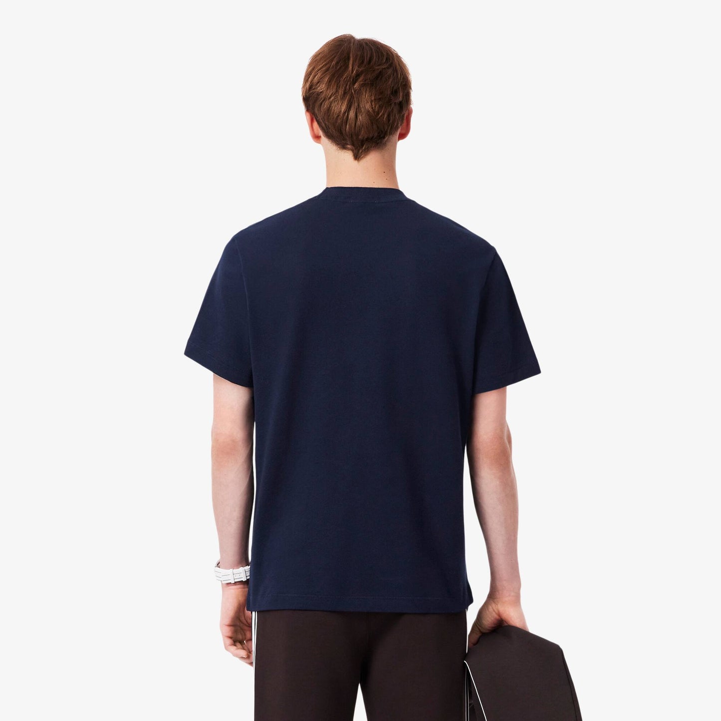 Geripptes Petit Piqué T-Shirt mit Rundhalsausschnitt