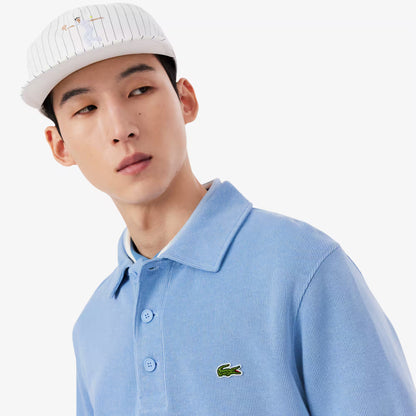 Ribbed Cotton Polo Collar Sweatshirt