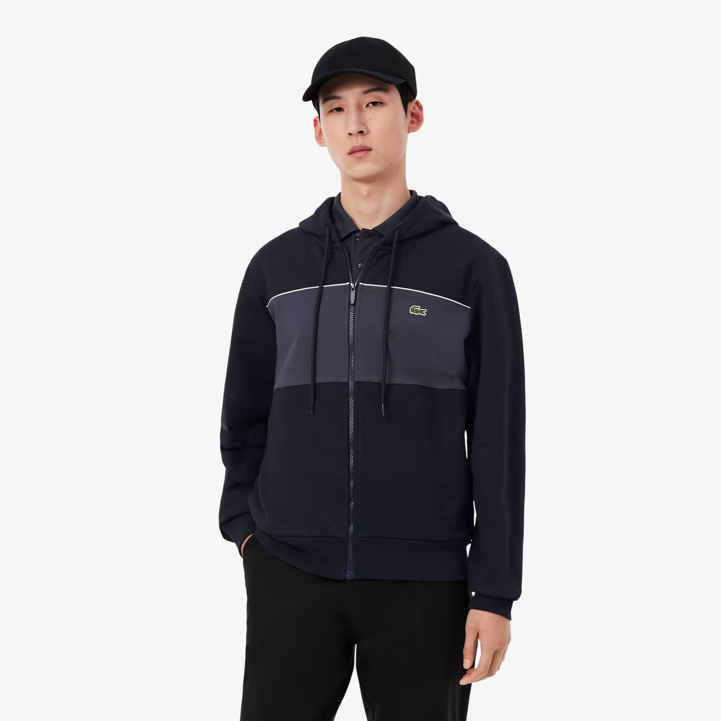 Colour-Block Zipped Hoodie