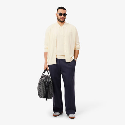 Rib Knit Cotton Blend Cardigan