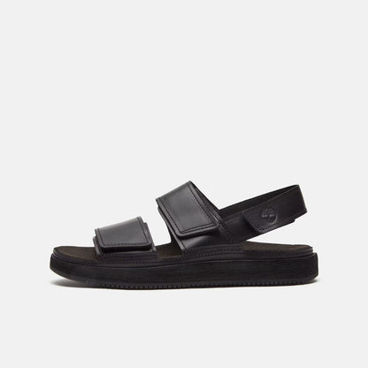 Casco Cove Sandal with Heel Strap Black Full-Grain Leather