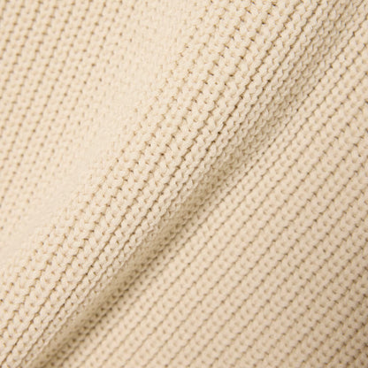 Badge Accent Pearl Rib Polo Collar Sweater